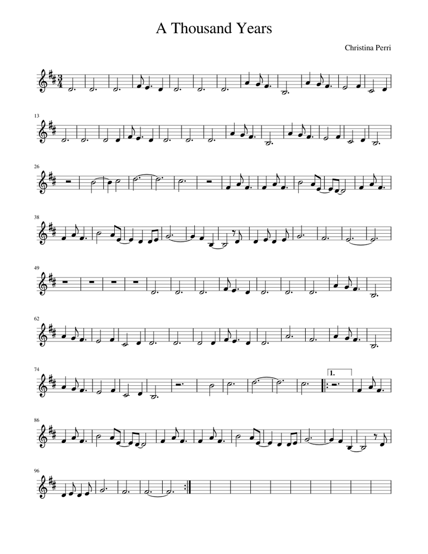 A Thousand Years - Christina Perri Sheet music for Violin (Solo) |  Musescore.com