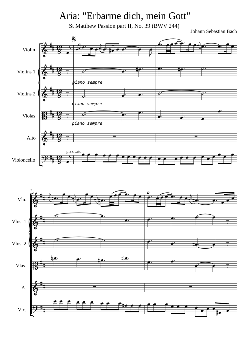 Erbarme dich mein Gott aus der Matthäuspassion BWV 244 Nr. 39