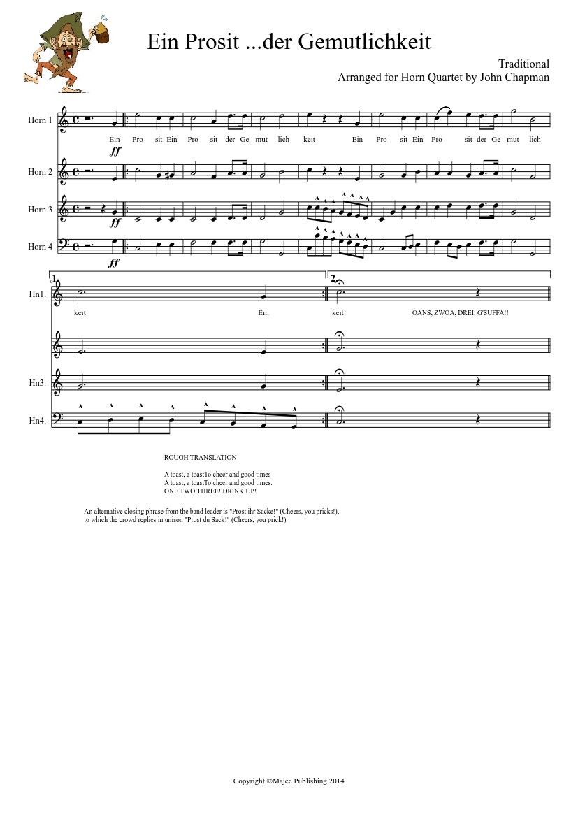 Ein Prosit ...der Gemutlichkeit Sheet Music for French horn (Mixed ...