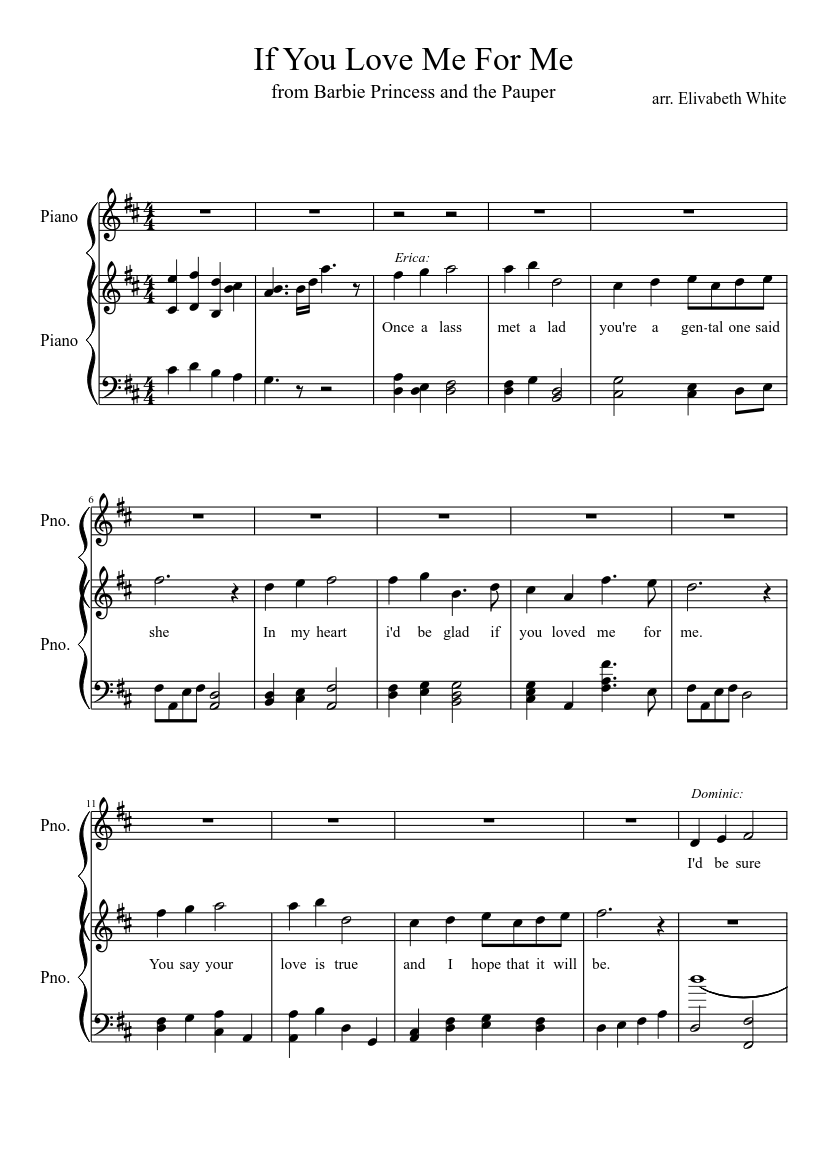 If You Love Me For Me Sheet Music for Piano (Piano Duo