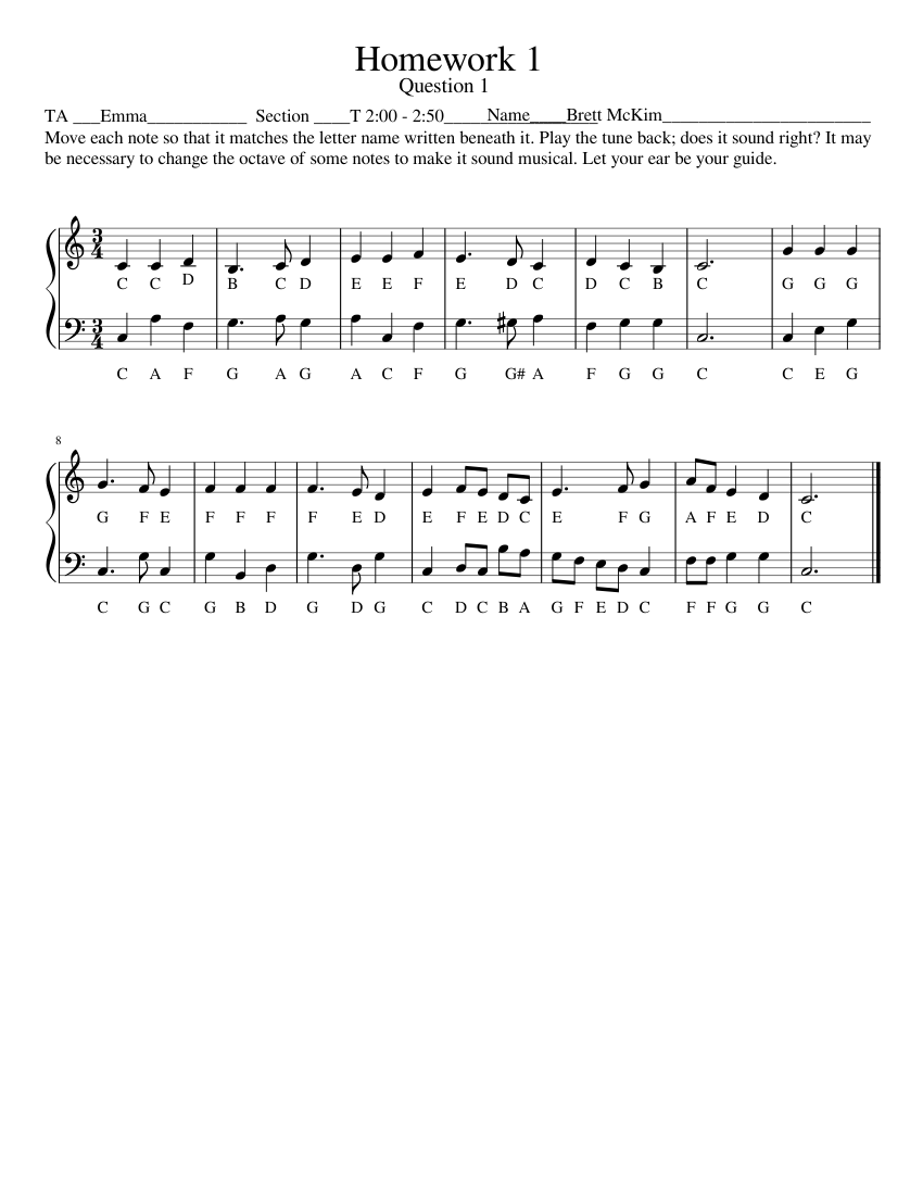 music notes homework