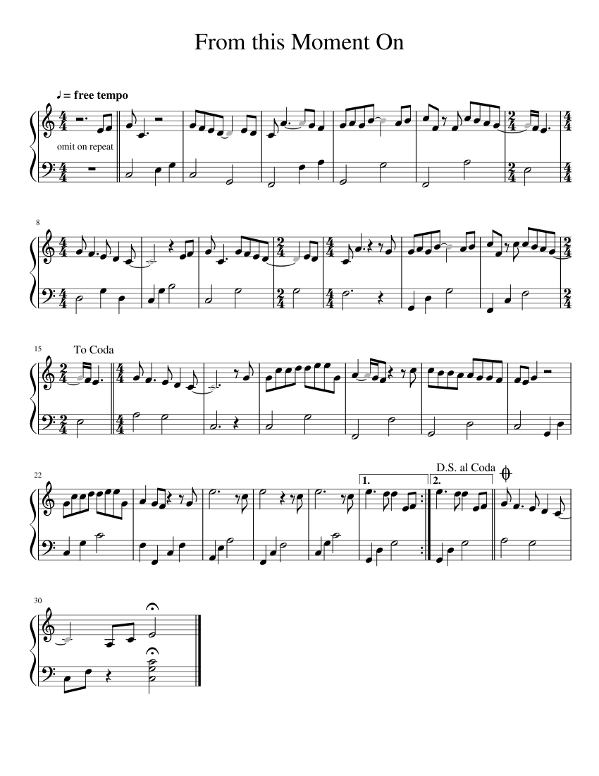 From this Moment On Sheet music for Piano (Solo) | Musescore.com
