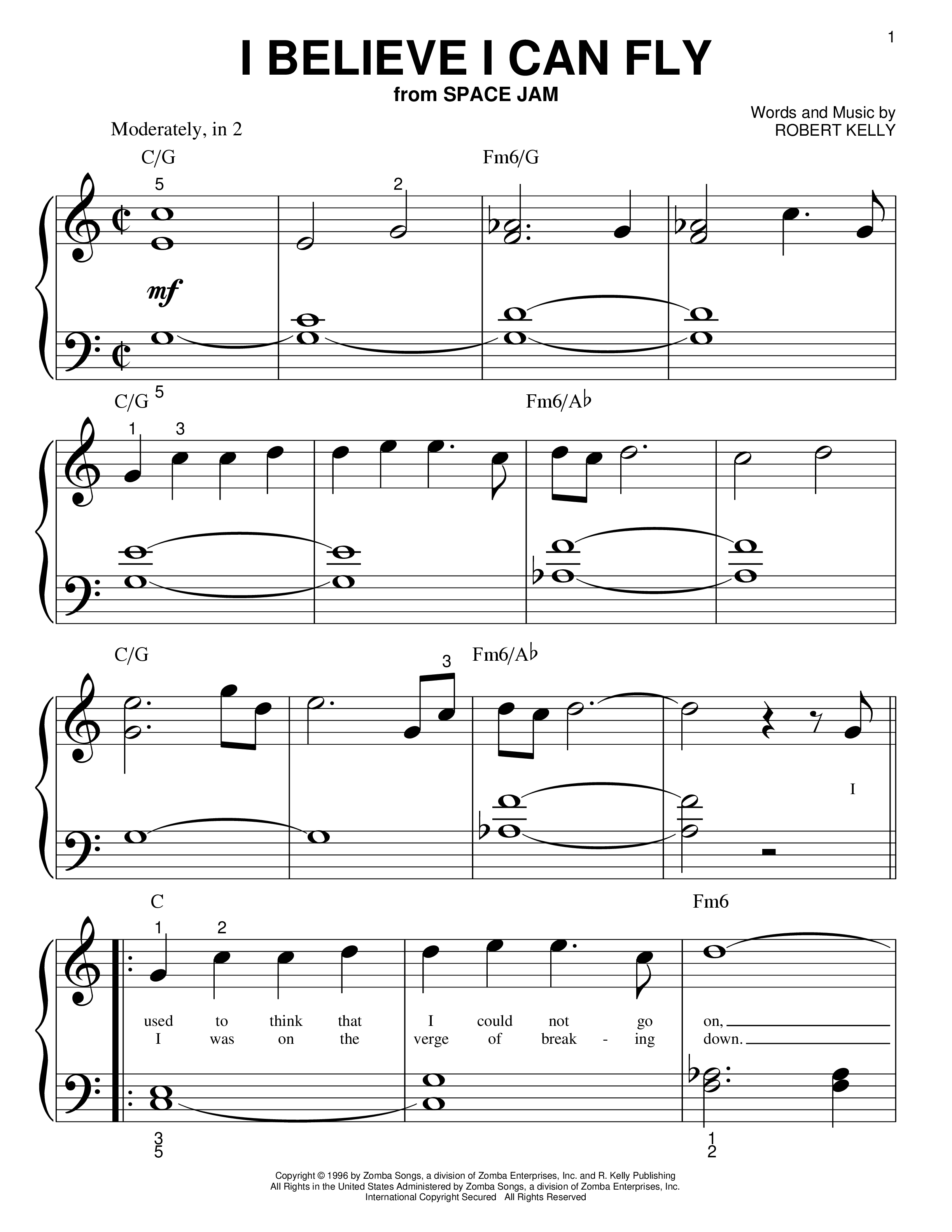 Play Official version of I believe i can fly Sheet Music by R