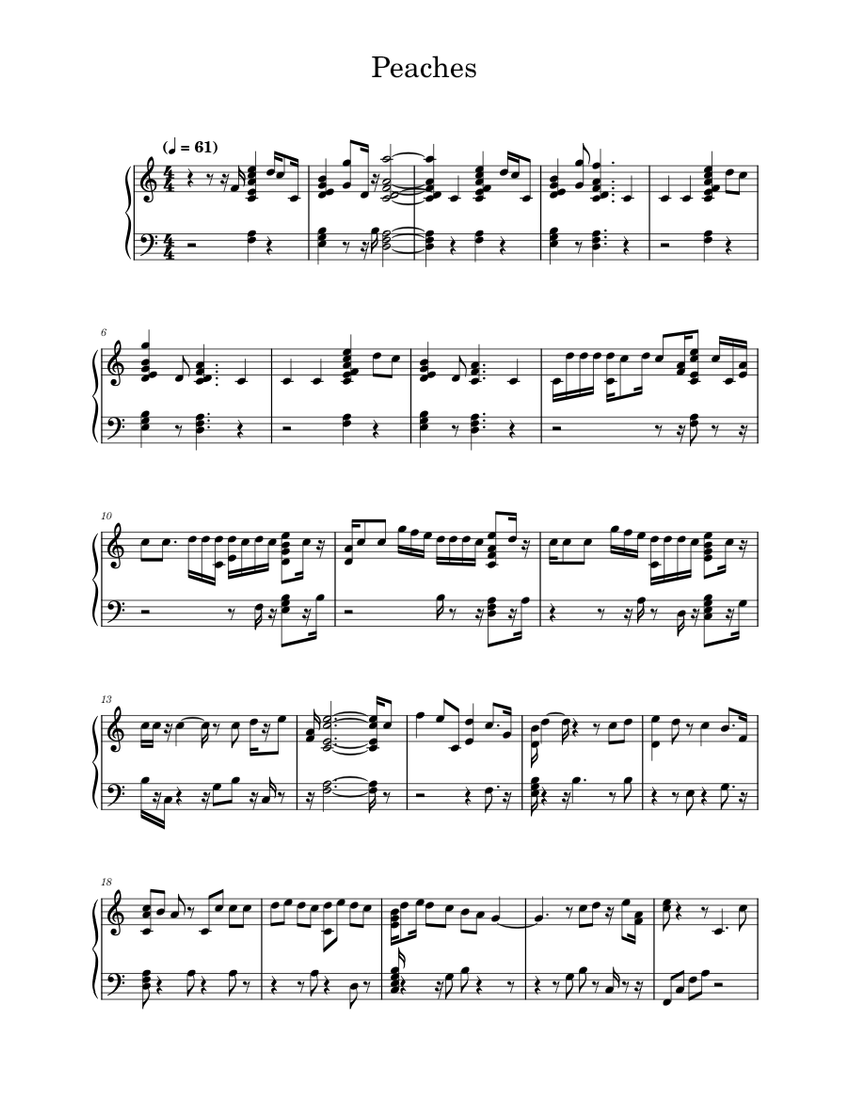 Peaches – Justin Bieber Sheet music for Piano (Solo) | Musescore.com