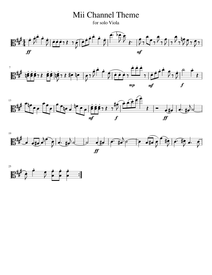 Mii Channel Theme Sheet music for Viola (Solo) | Musescore.com