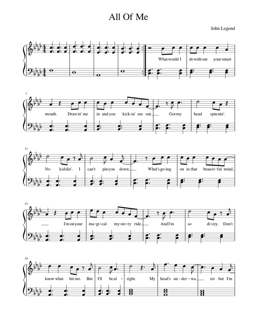 All Of Me Sheet Music For Piano Solo Musescore Com