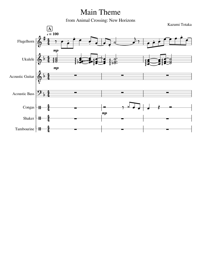 Animal Crossing New Horizons Main Theme Sheet music for Flugelhorn