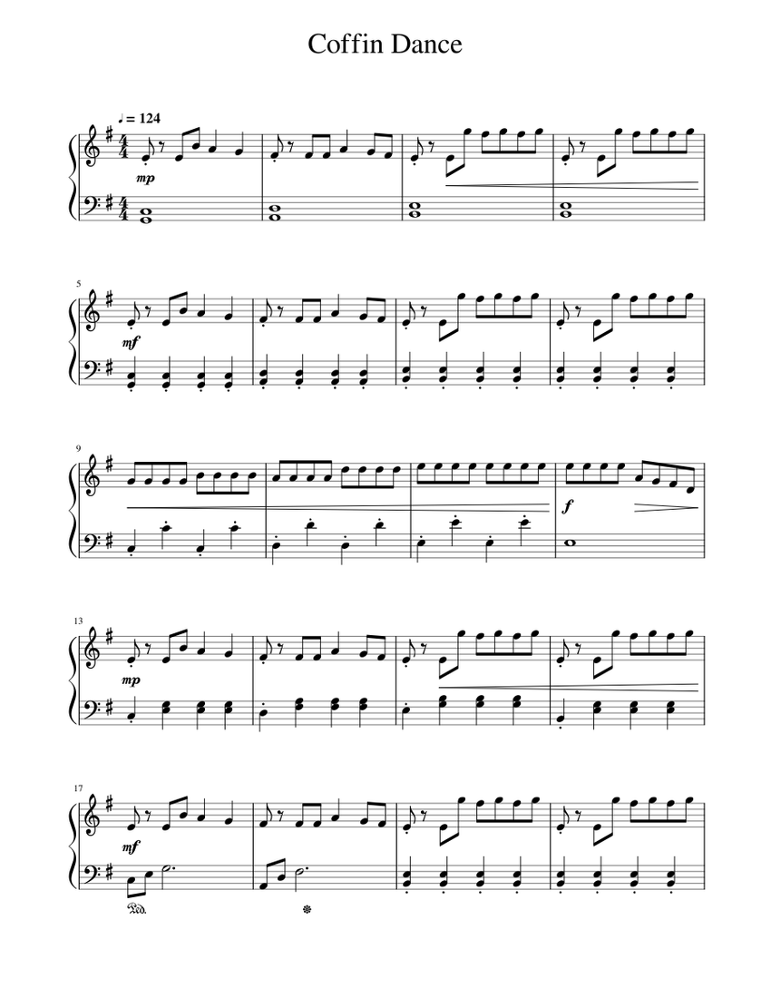 Coffin_Dance piano easy Sheet music for Piano (Solo) | Musescore.com