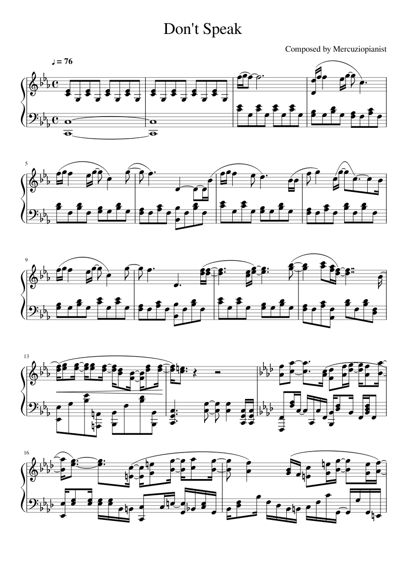 Don't Speak Sheet music for Piano (Solo) | Musescore.com