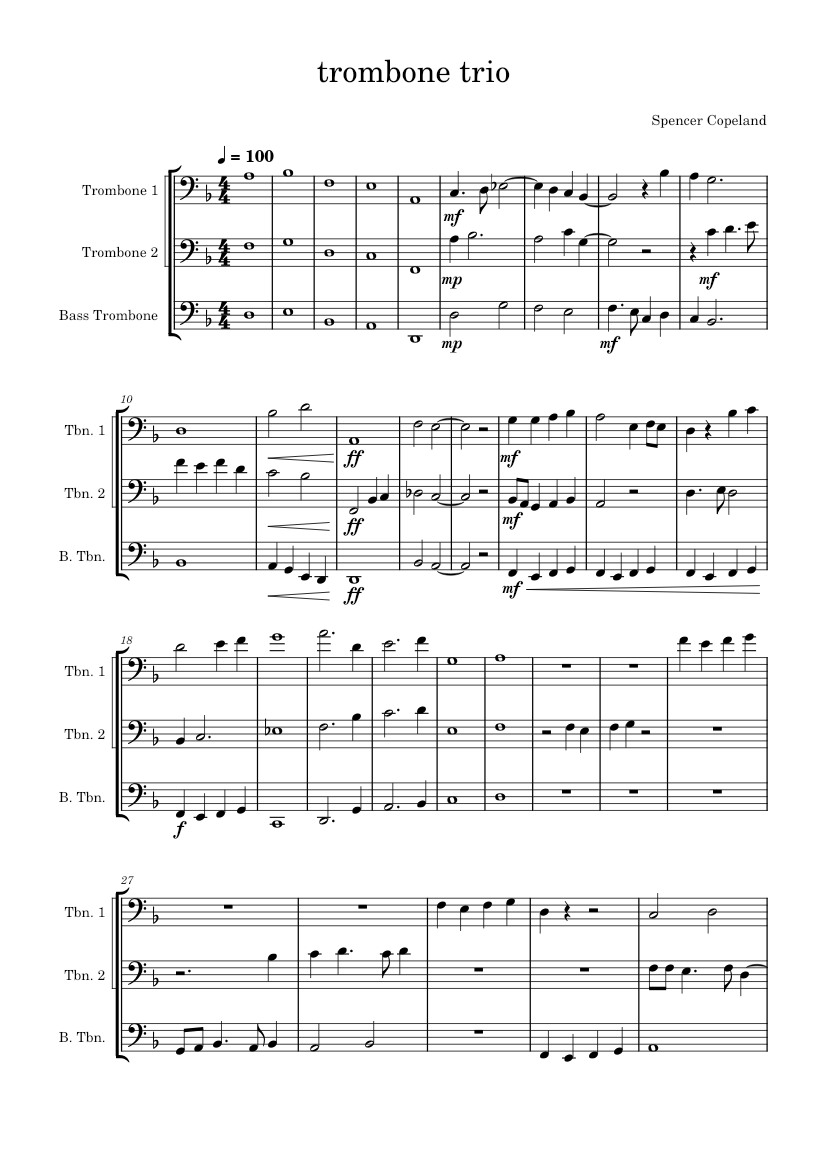 Trombone Trio in D minor Sheet music for Trombone, Trombone bass (Brass ...