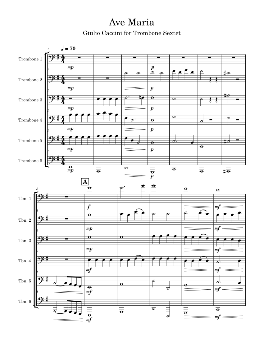 Ave maria – Giulio Caccini Ave Maria Sheet music for Trombone (Brass  Ensemble) | Musescore.com