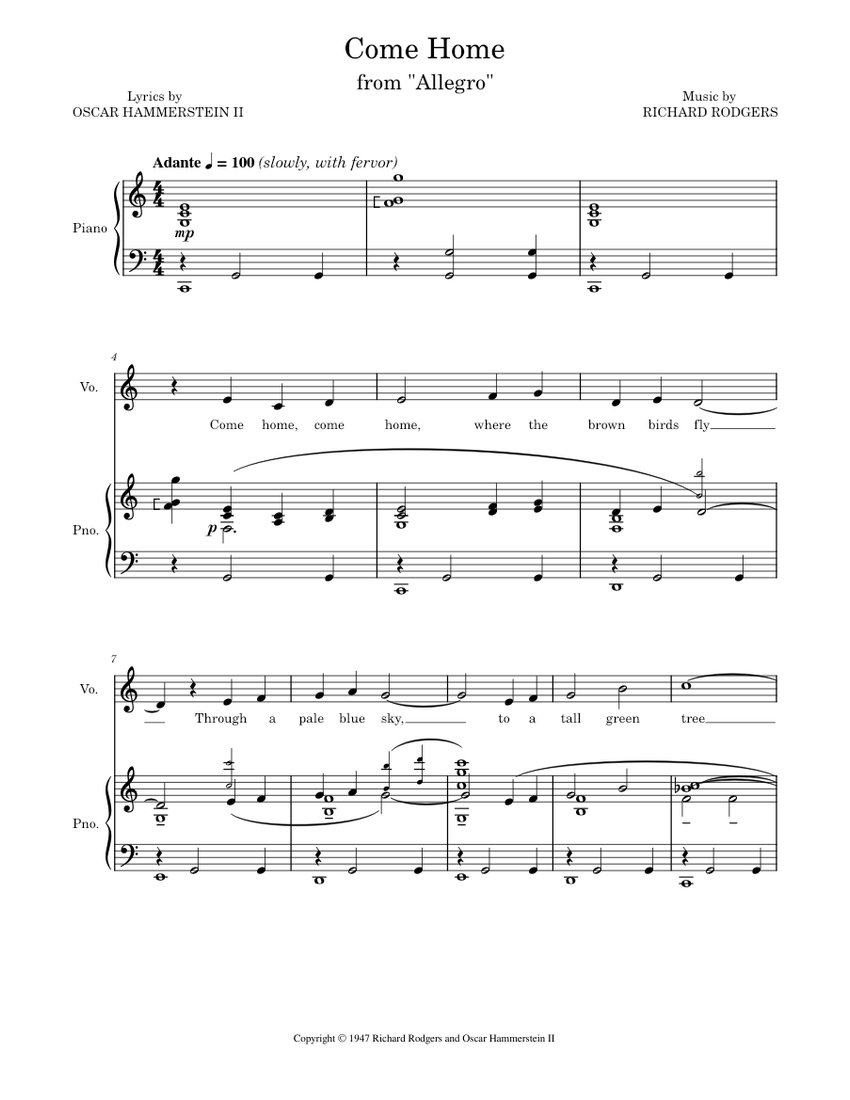 Come Home Sheet music for Piano (Piano Duo) | Musescore.com