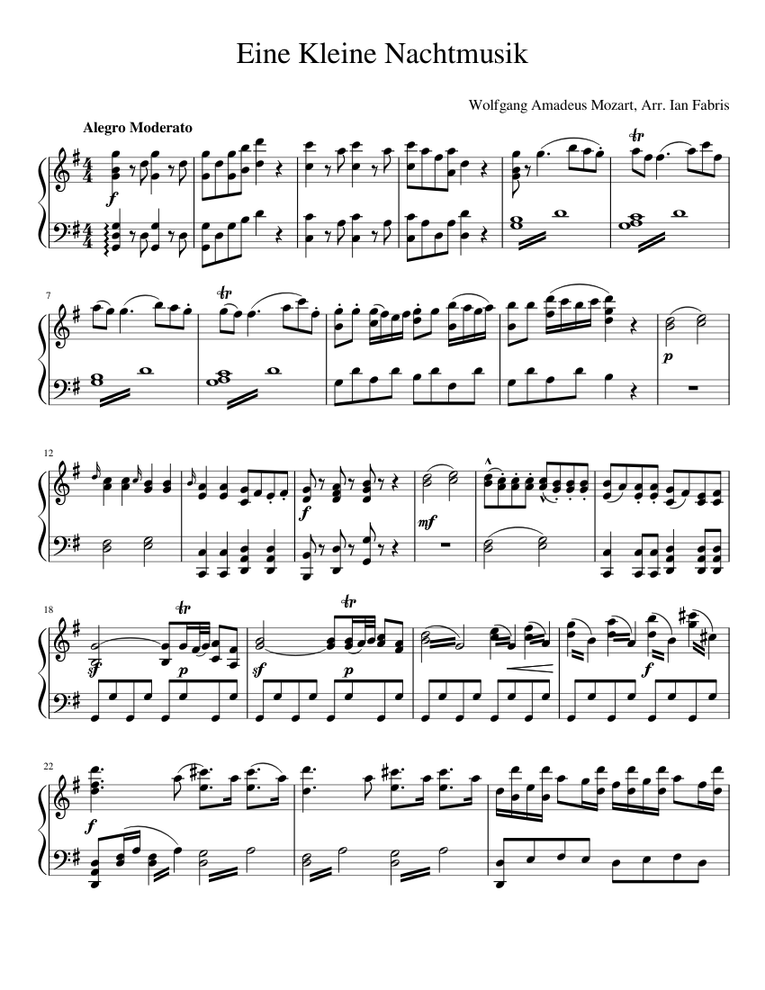 Eine Kleine Nachtmusik Sheet music for Piano (Solo) | Musescore.com