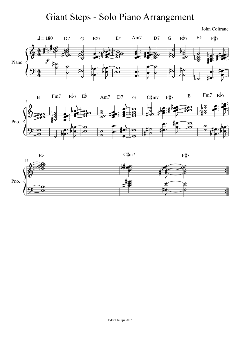 Giant Steps - Solo Piano Arrangement Sheet music for Piano (Solo) |  Musescore.com