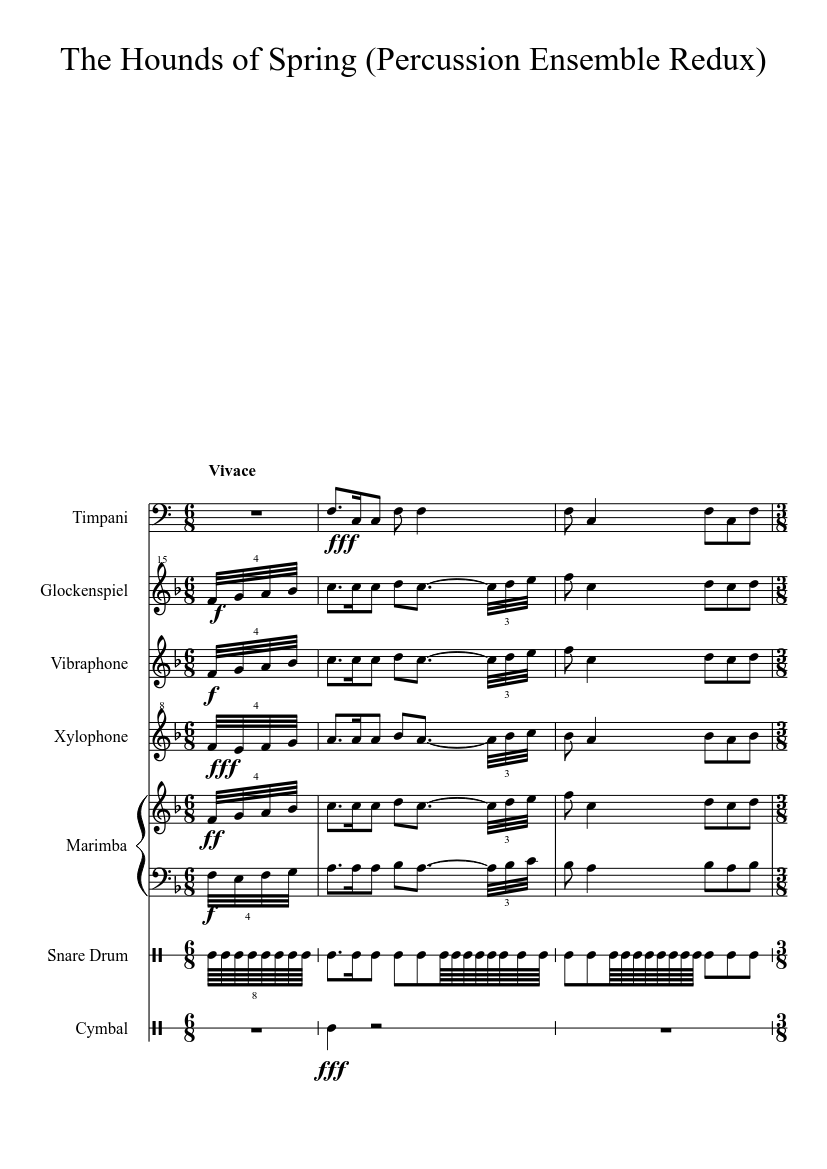 The Hounds of Spring (Percussion Ensemble Redux) Sheet Music for