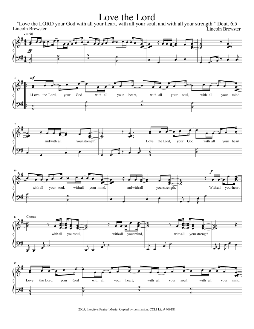 Love The Lord Sheet Music For Piano Solo Musescore Com