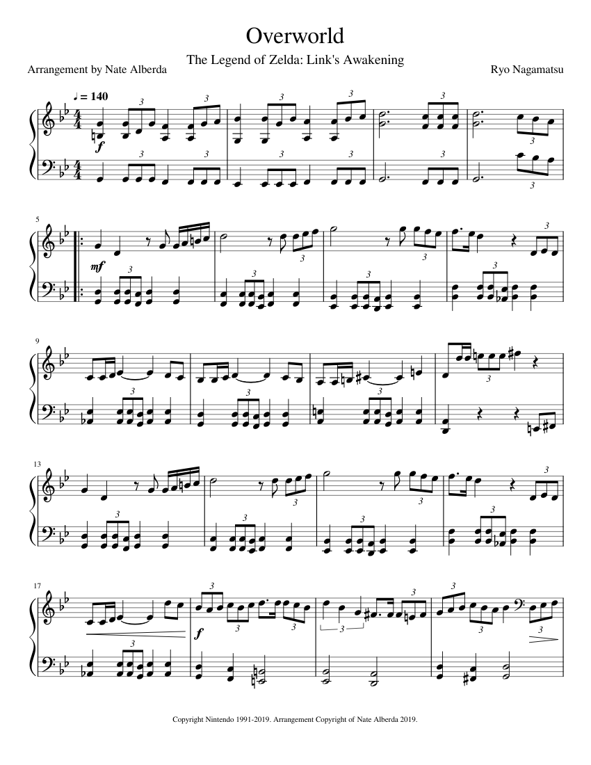 The Legend of Zelda: Link's Awakening-Ballad of the Wind Fish (Piano) Sheet  music for Piano (Solo) Easy