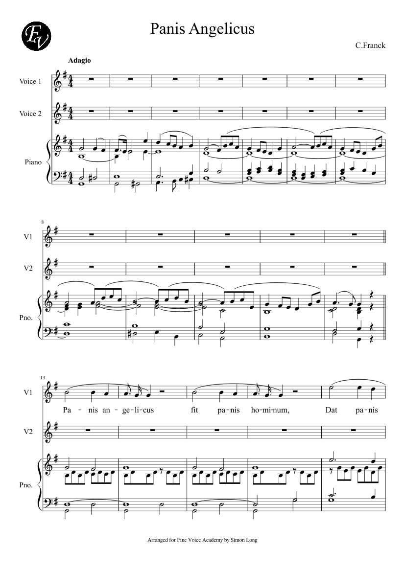 Panis Angelicus - Duet in G Sheet music for Piano, Voice (other) (Mixed  Trio) | Musescore.com
