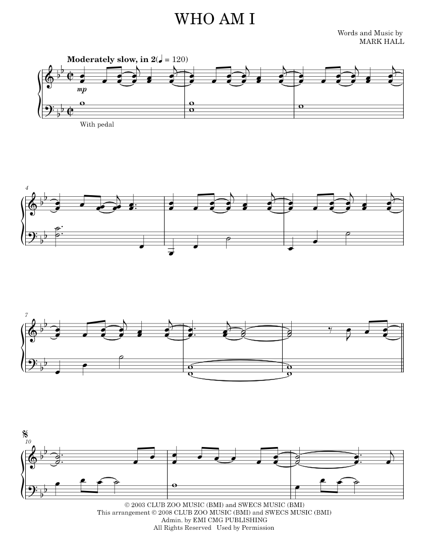 who am i Sheet music for Piano: Music Notes