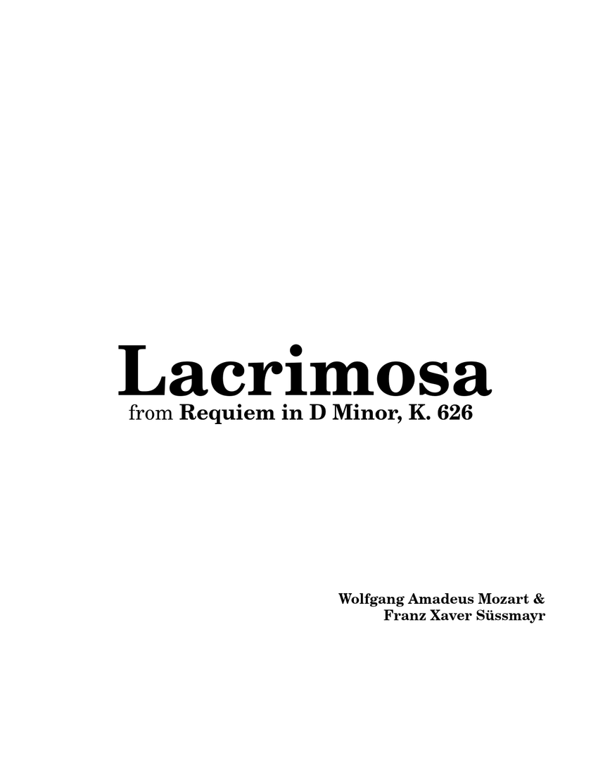 Lacrimosa – Wolfgang Amadeus Mozart Sheet music for Soprano, Alto ...