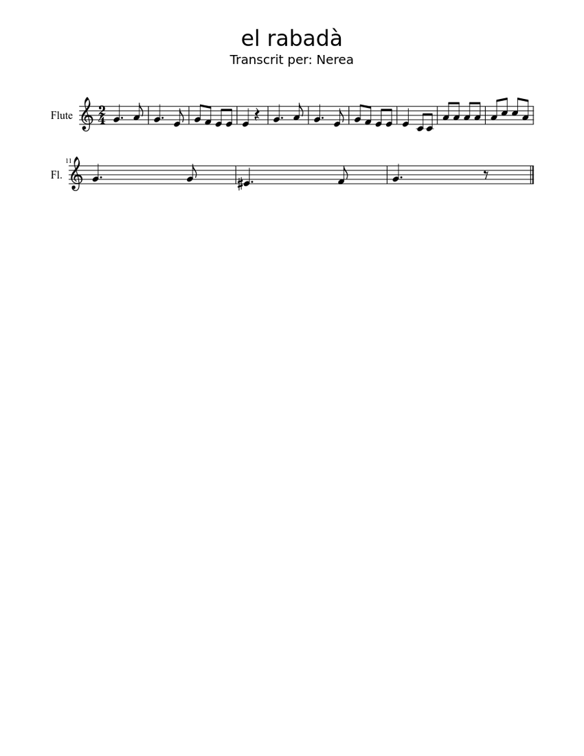 El rabadà Sheet music for Flute