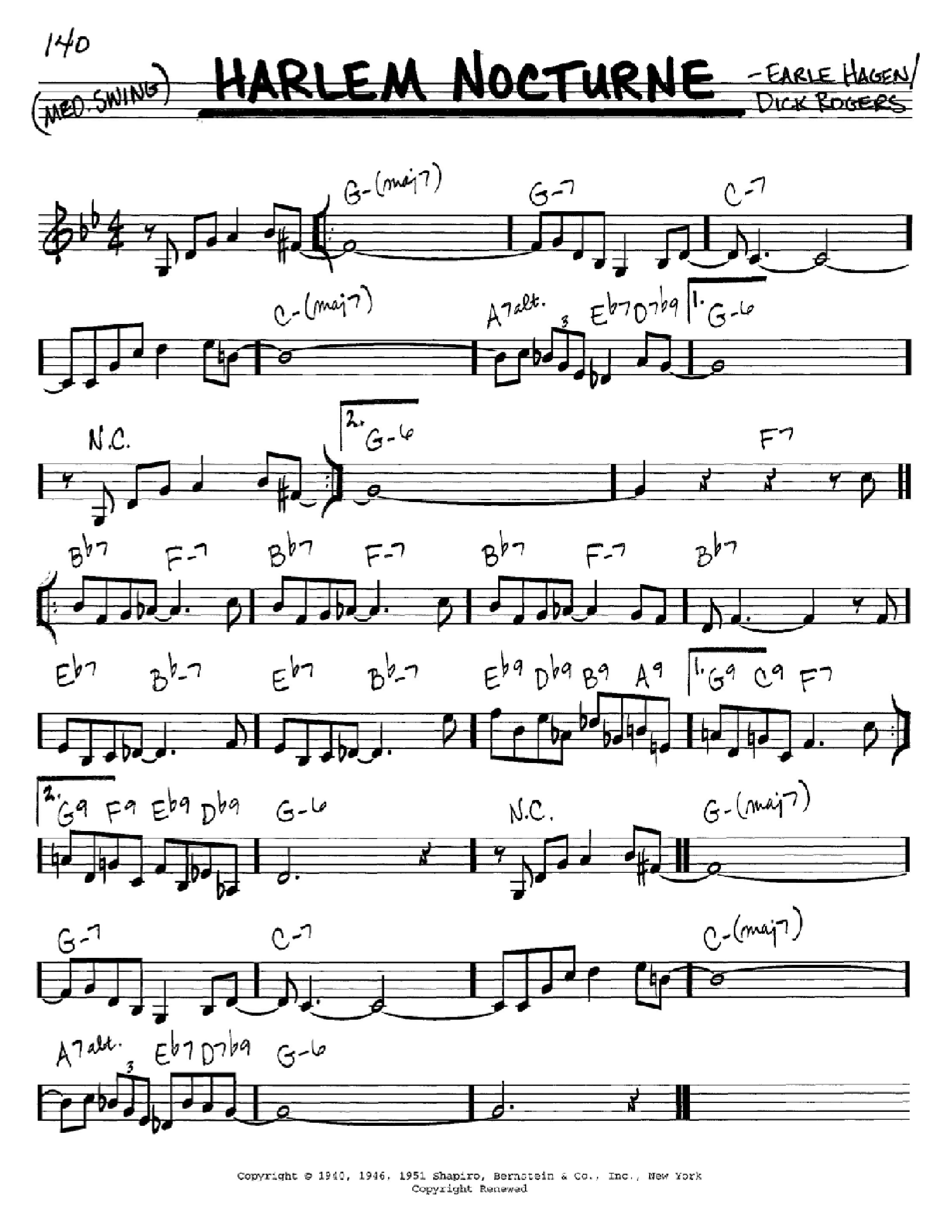 Play Official version of Harlem nocturne Sheet Music by Earle Hagen for ...