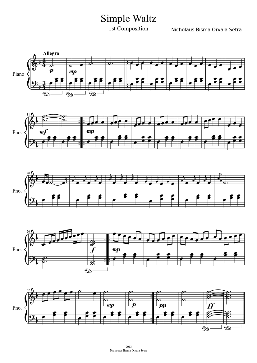 My Very First Composition: Simple Waltz Sheet music for Piano (Solo) |  Musescore.com