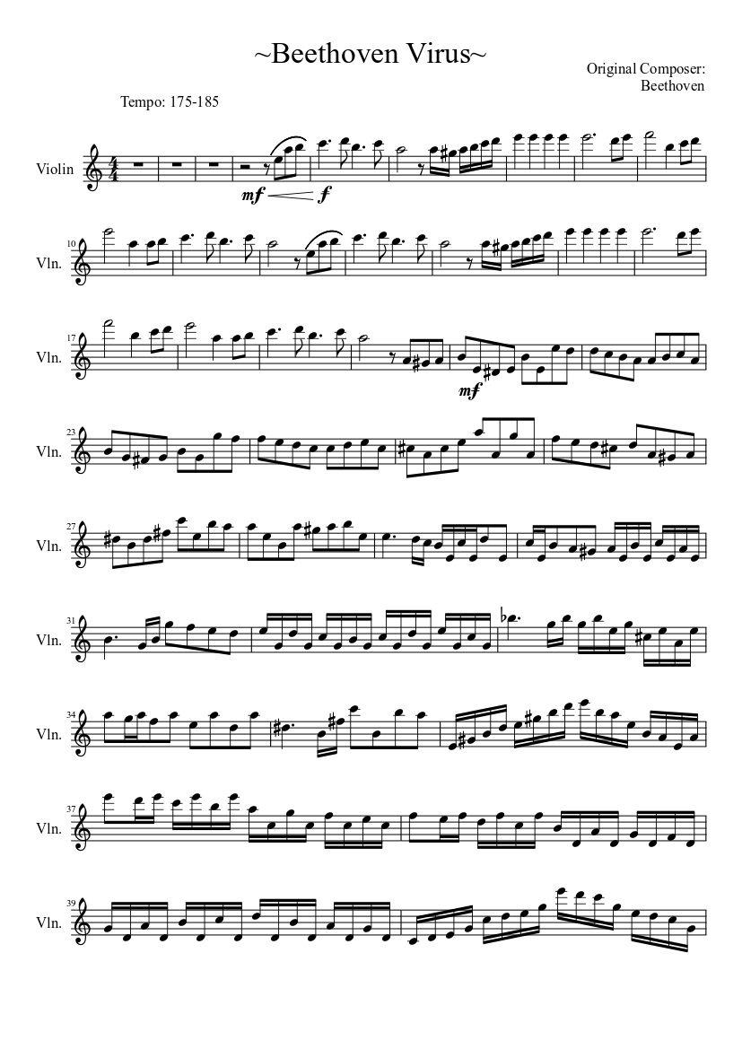 Beethoven virus (Violín) Sheet music for Violin (Solo) | Musescore.com
