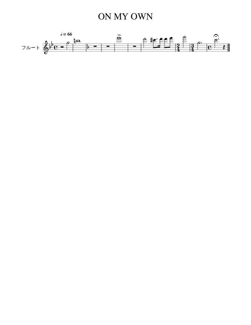 ON MY OWN Sheet music for Flute (Solo)