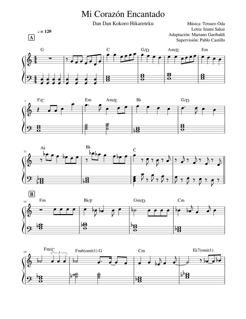 Mi Corazón Encantado - piano tutorial