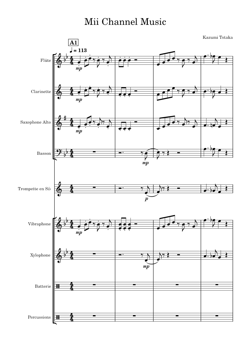 Mii Channel Music – Kazumi Totaka Sheet music for Flute, Bassoon ...