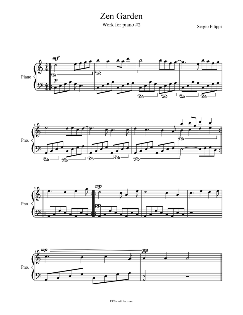 Zen Garden Sheet Music For Piano Solo Musescore Com