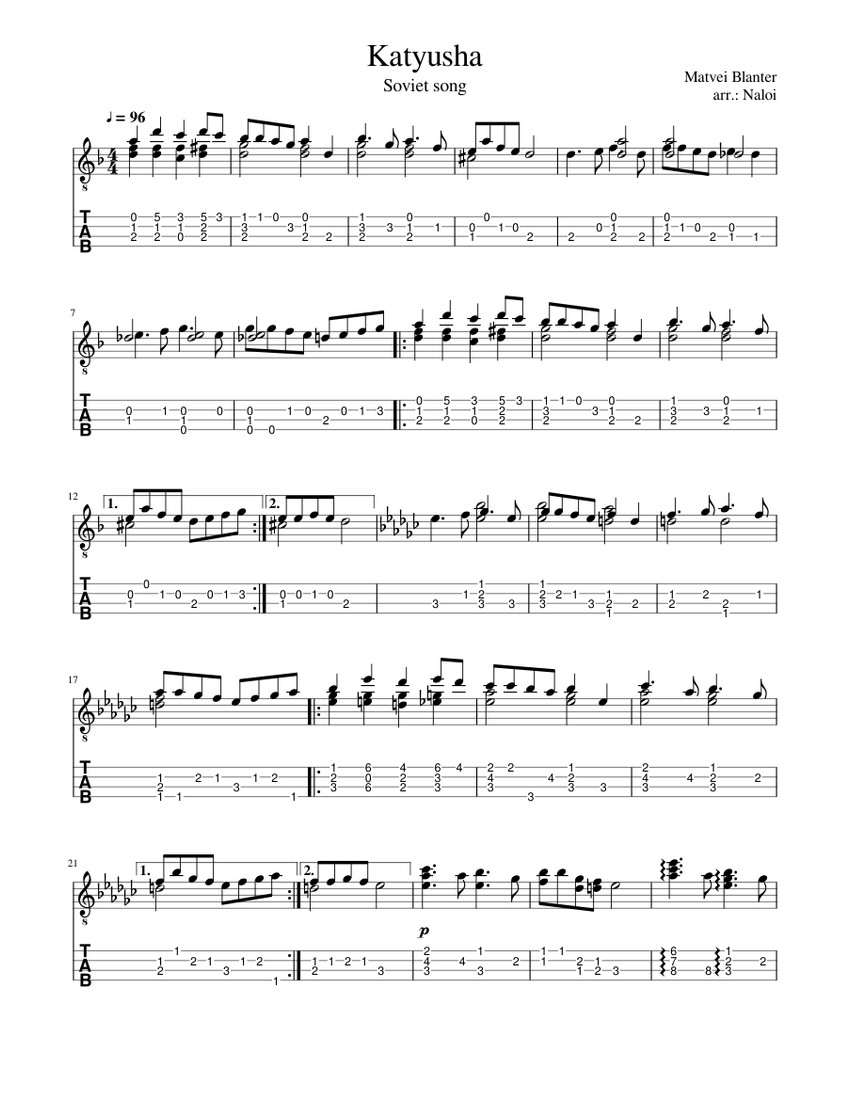 Katyusha ~ ukulele Sheet music for Ukulele (Solo) | Musescore.com