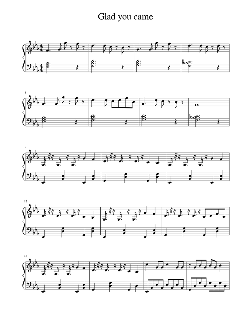 Glad You Came Piano Cover Sheet Music For Piano Solo Musescore Com