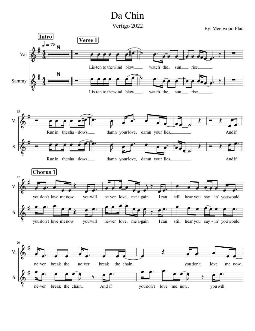 The chain Fleetwood Mac Sheet music for Soprano, Tenor (Choral