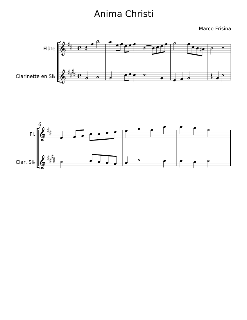 Anima Christi - Marco Frisina Sheet music for Clarinet in b-flat ...