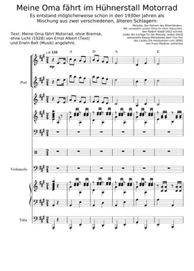 Free Meine Oma Fährt Im Hühnerstall Motorrad by Folclore Alemão sheet music  | Download PDF or print on Musescore.com