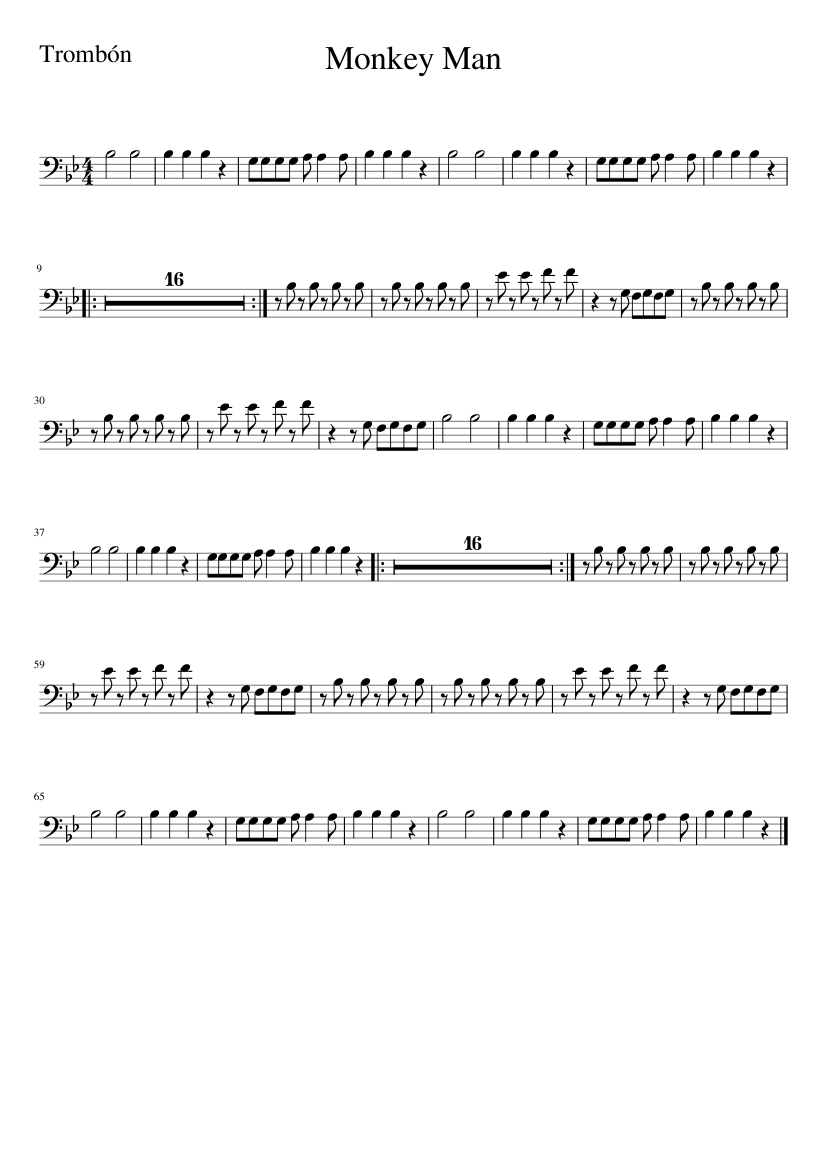 Monkey Man Sheet music for Trombone (Solo) | Musescore.com