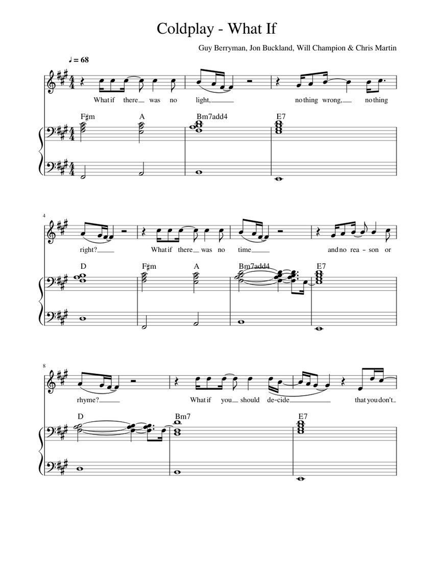 Coldplay - What If (Piano/Voice) Sheet music for Piano (Piano Duo) |  Musescore.com