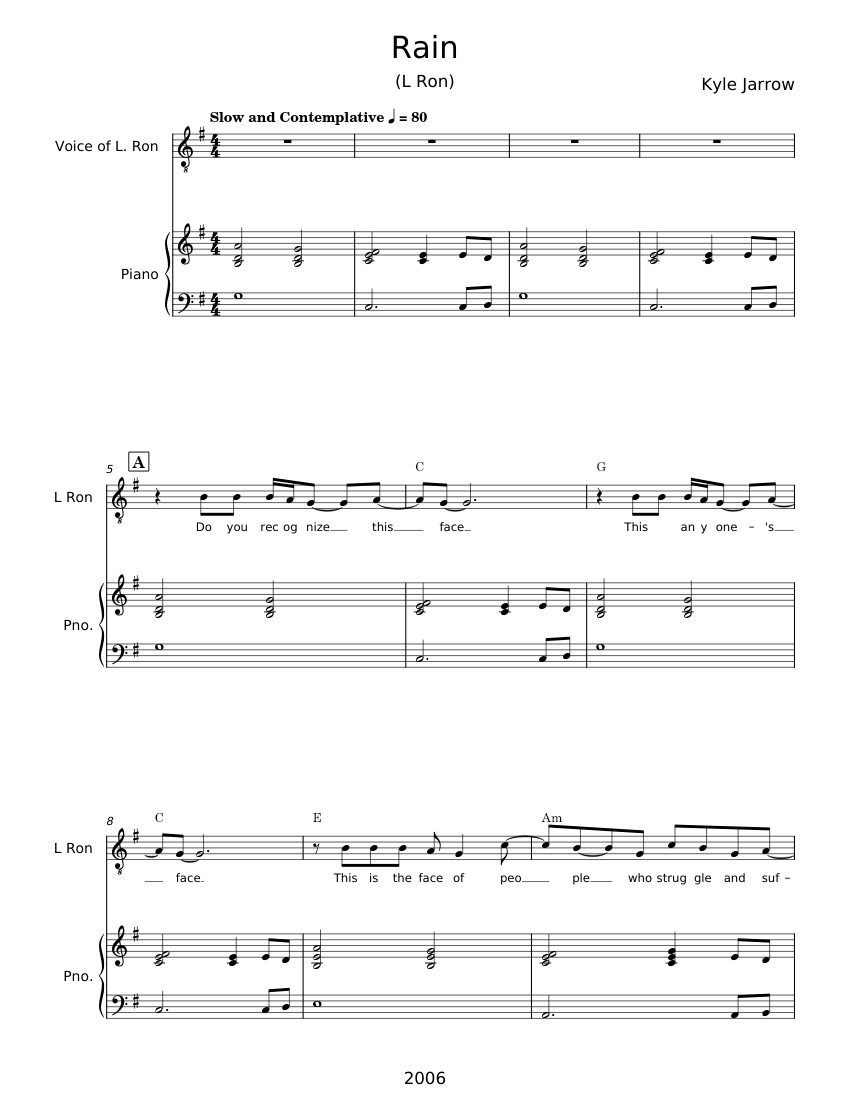 Rain - Kyle Jarrow Sheet music for Piano, Vocals (Piano-Voice ...