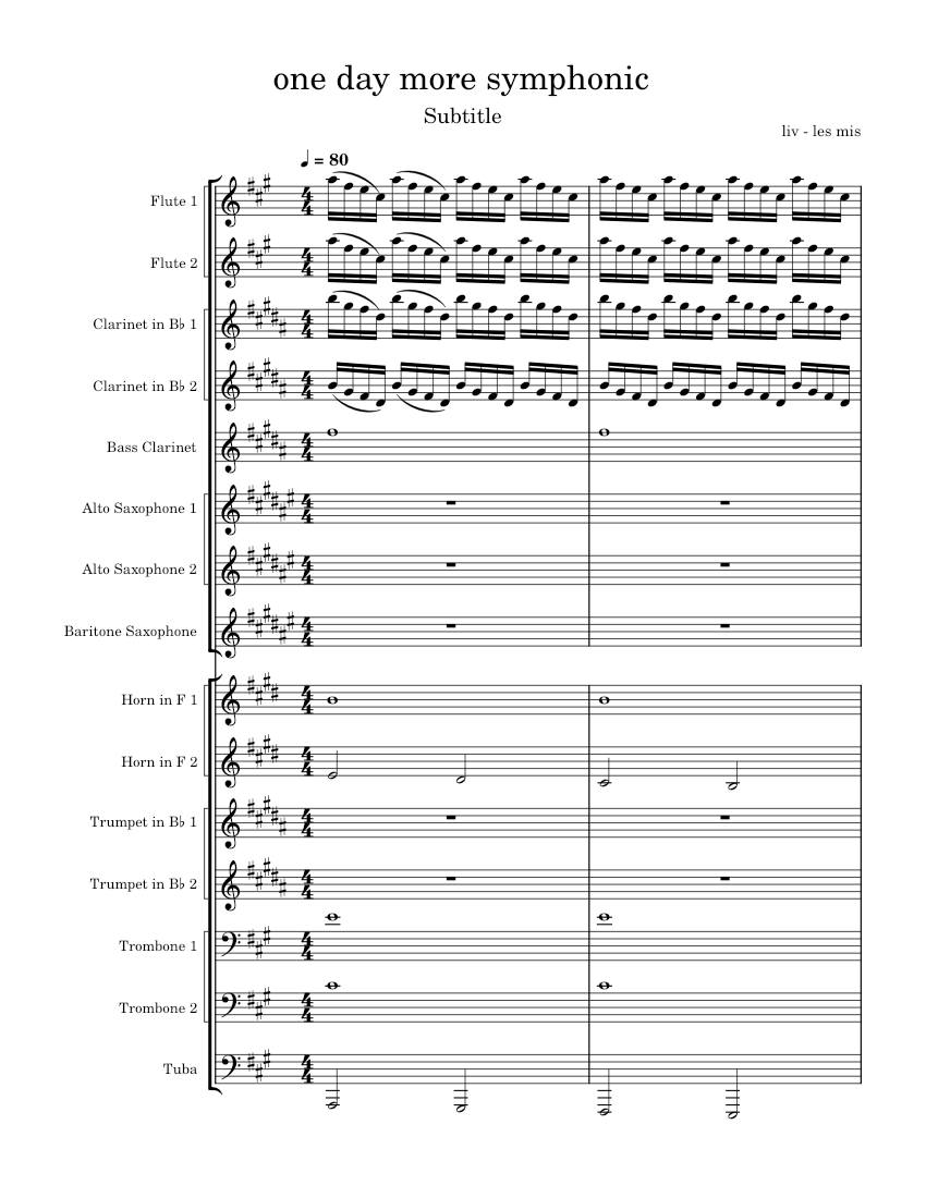 One day more – Les Misérables One Day More Symphonic Sheet Music