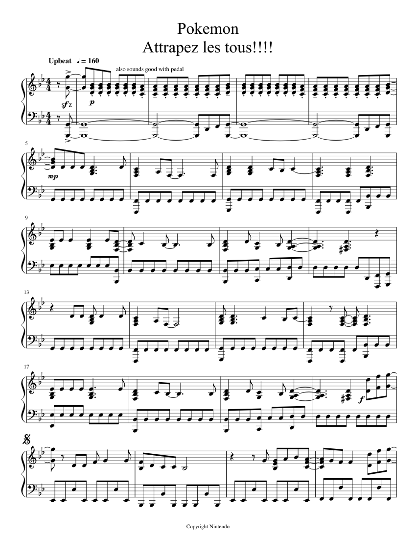 Générique Pokemon complet Sheet music for Piano (Solo) | Musescore.com