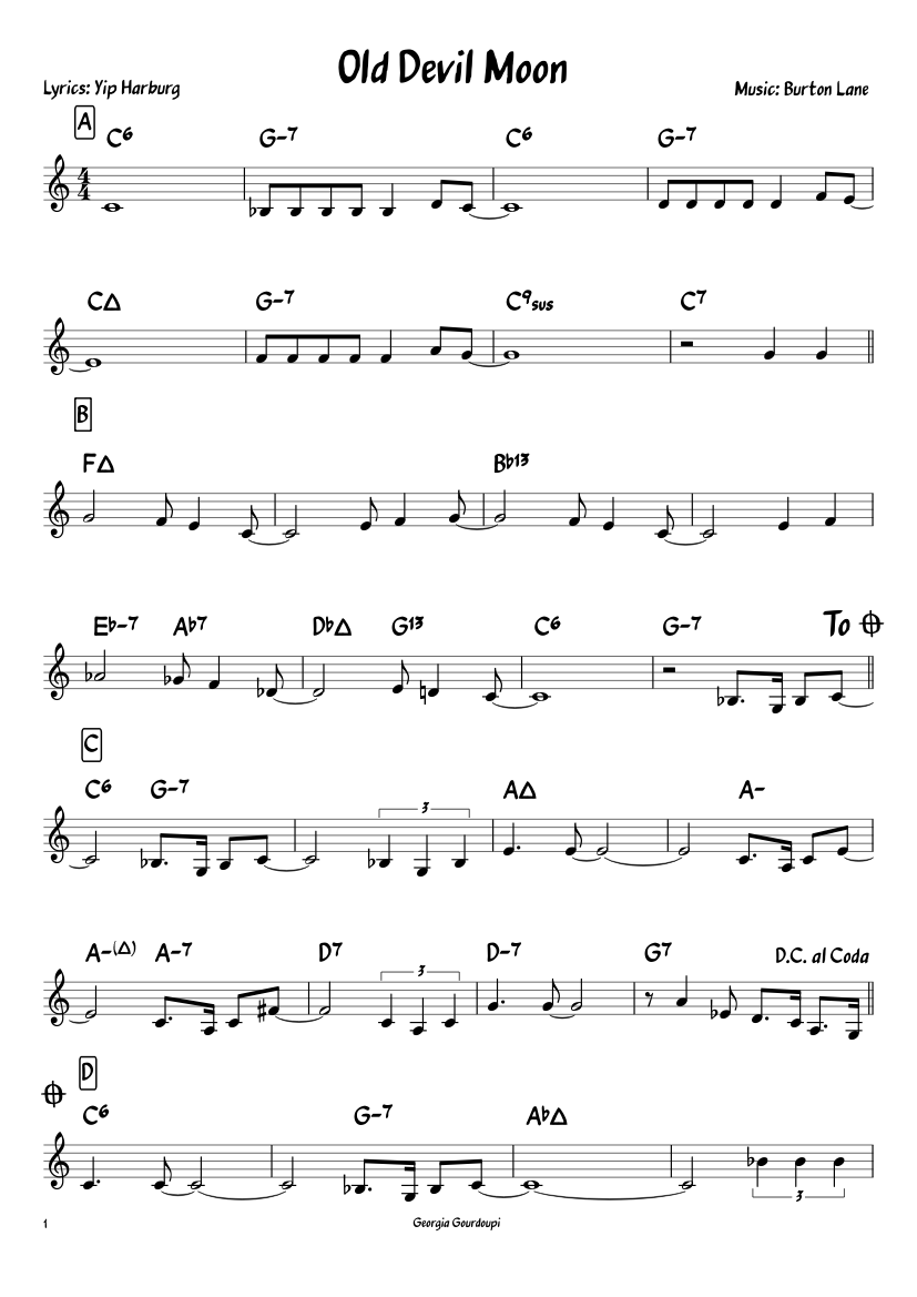 Old Devil Moon Sheet music for Piano (Solo) | Musescore.com