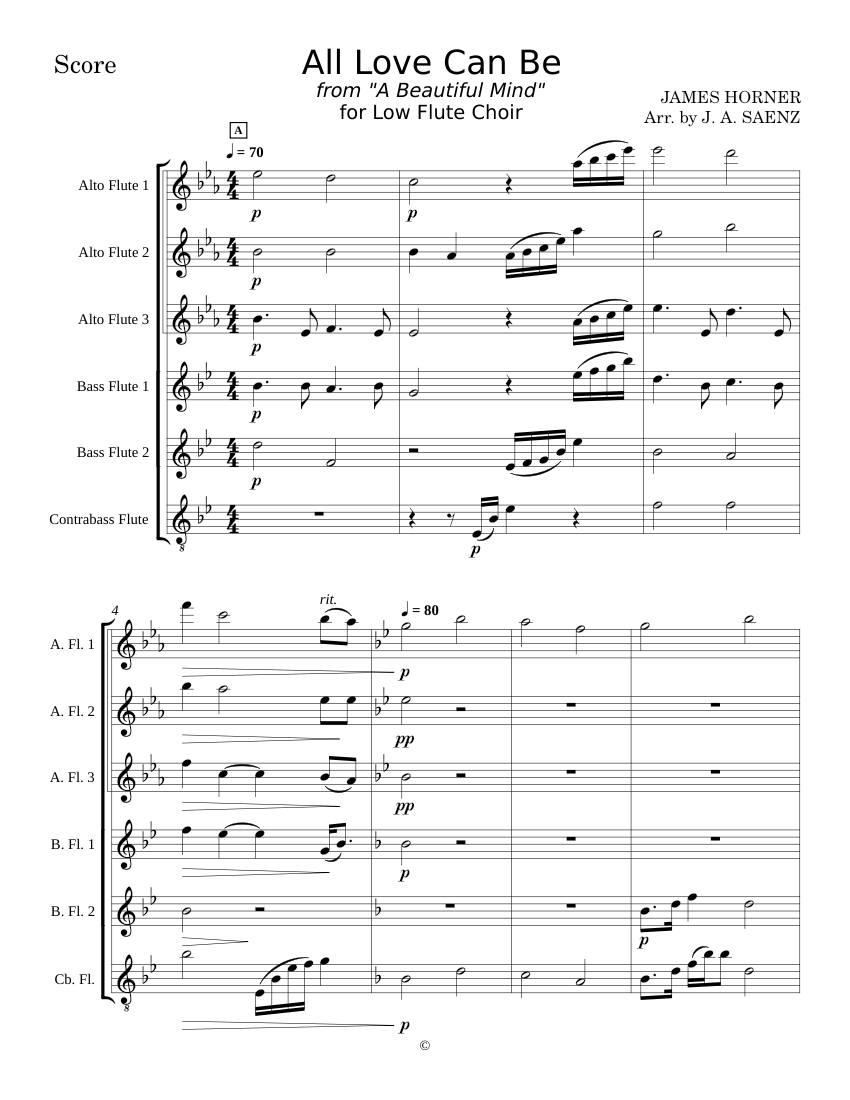 All Love Can Be for Low Flute Choir Sheet music for Piano, Flute (Mixed ...