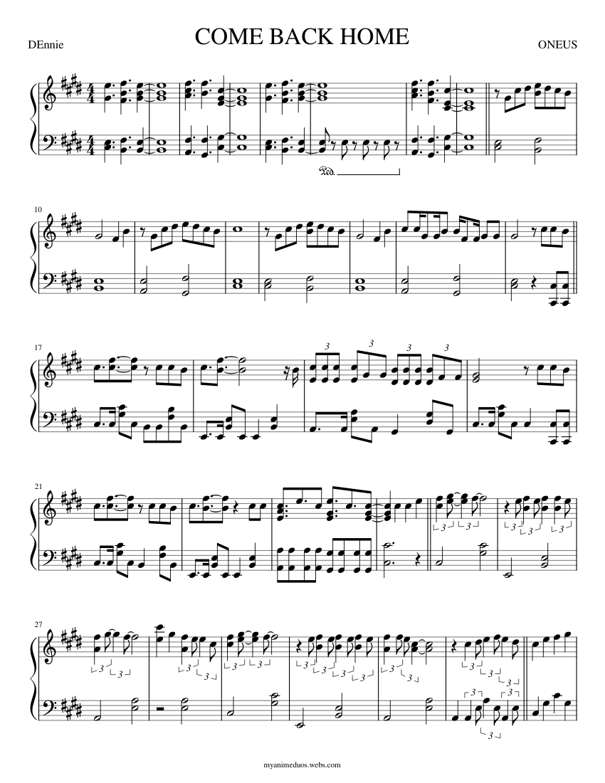 ONEUS COME BACK HOME Piano Cover Sheet Music For Piano Solo