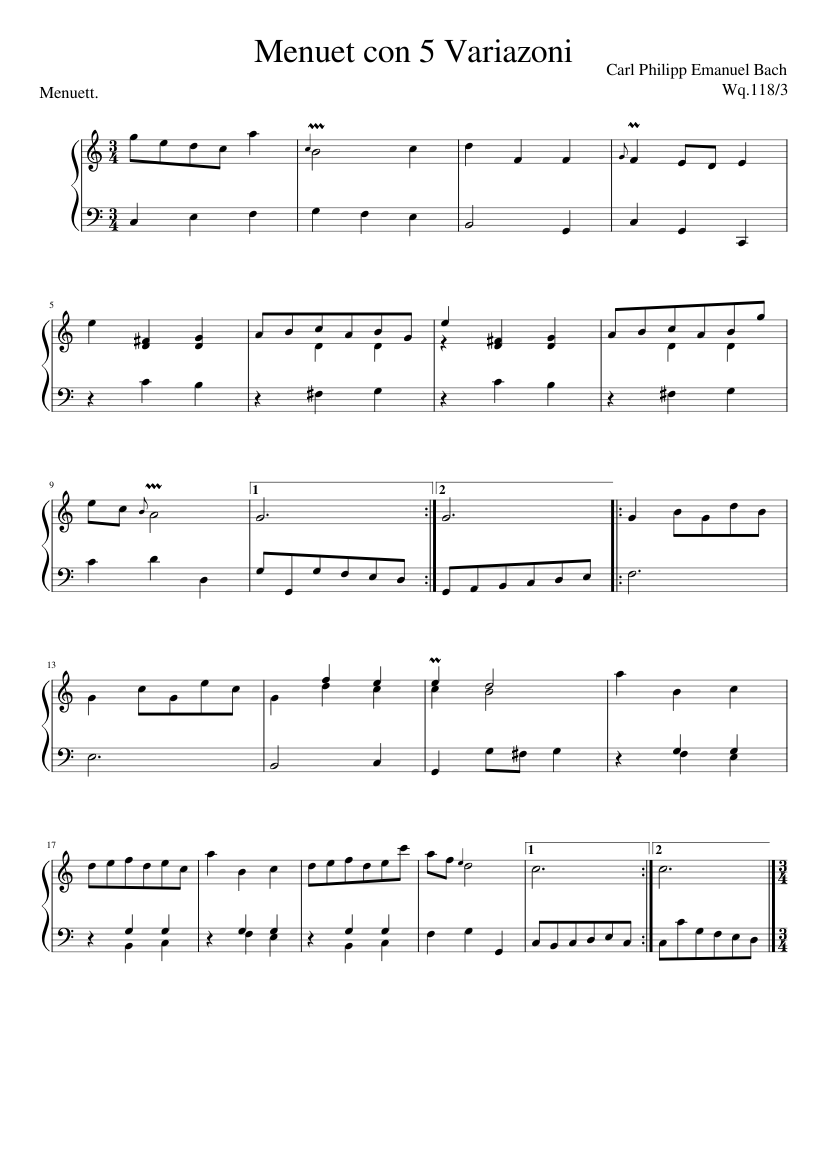 Menuet con 5 Variazoni