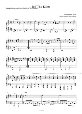 Myuu Jeff the Killer Theme - Sweet Dreams (Are Made Of Screams) Sheet  Music (Piano Solo) in B Minor - Download & Print - SKU: MN0173420