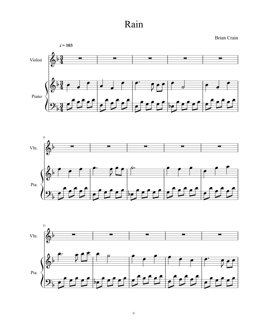 Rain Sheet music for Piano, Violin (Solo) | Musescore.com