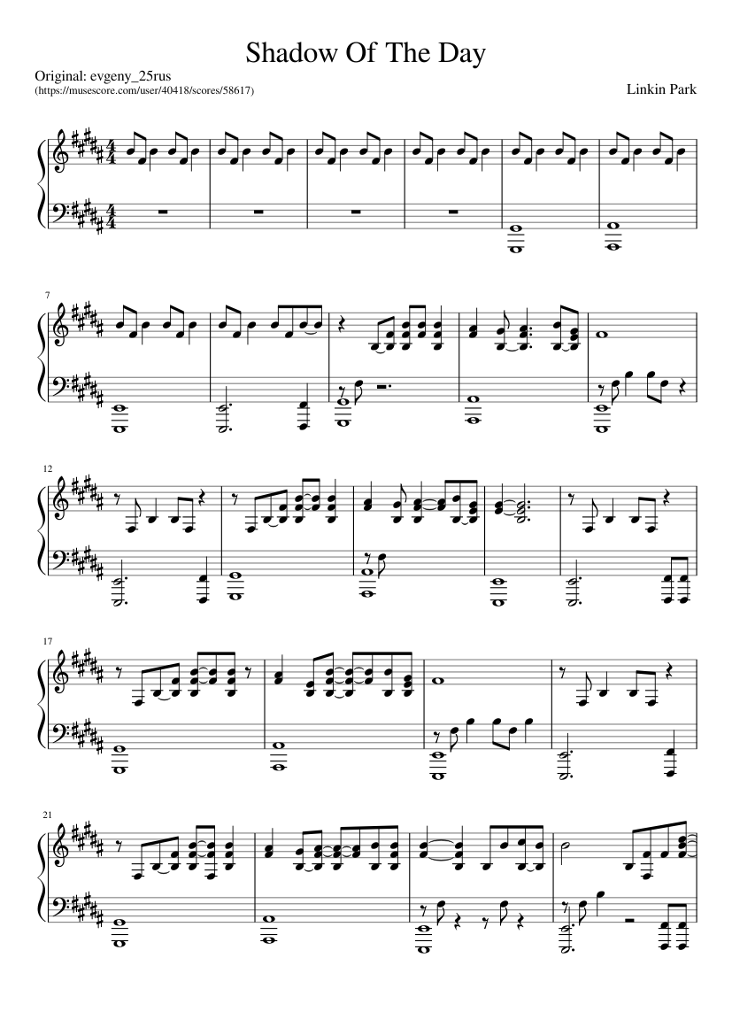 Shadow Of The Day Sheet music for Piano (Solo) | Musescore.com