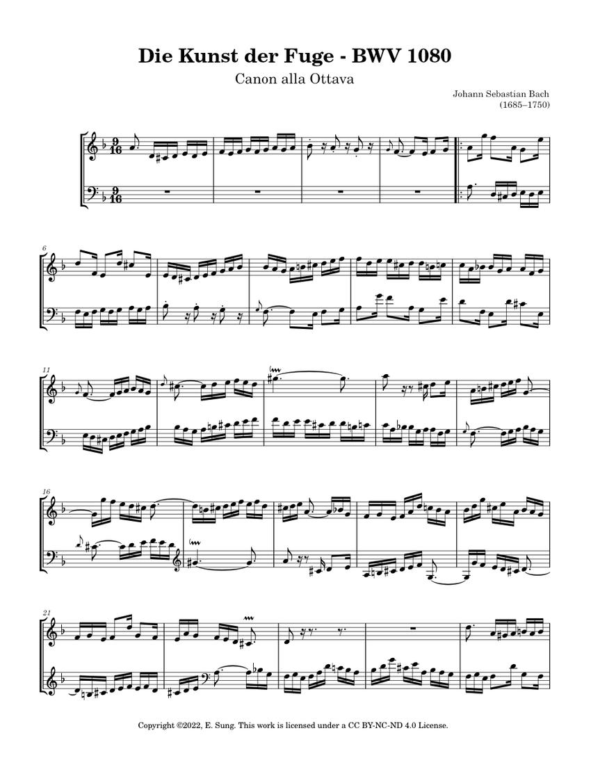 Bach J S Die Kunst Der Fuge BWV 1080 Canon Alla Ottava Piano bach-j-s-die-kunst-der-fuge-bwv-1080-canon-alla-ottava-piano